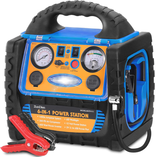 ZunDian 6-in-1 Jump Starter w/ Air Compressor: Power on the Go!