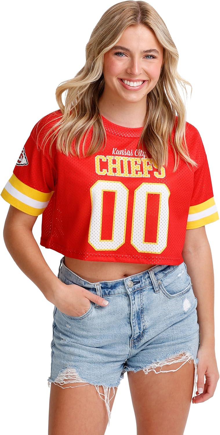 FOCO Women's NFL Ladies Fashion Gameday Jersey Mesh Crop Top