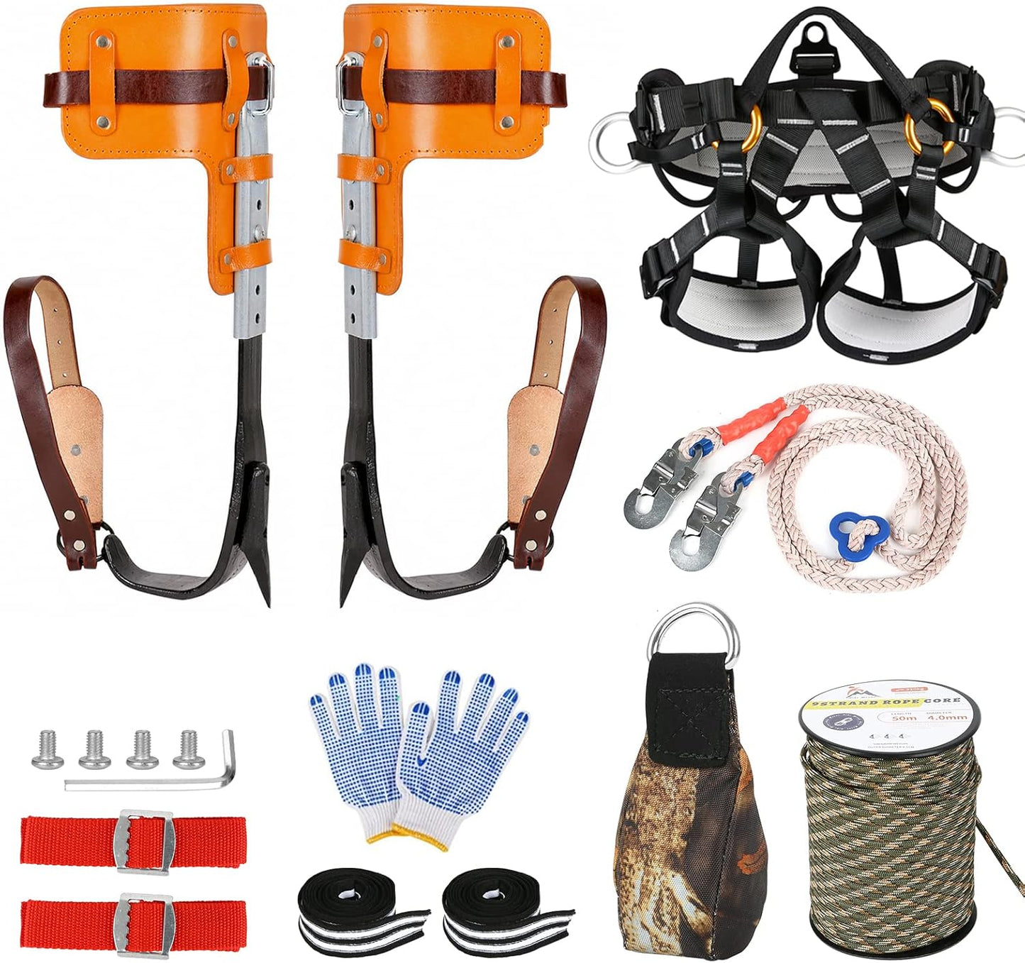 Adjustable Tree Climbing Spurs Set - Secure Grip & Safety