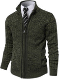 Men's Full Zip Stand Collar Cardigan Sweater - Slim Casual Knit