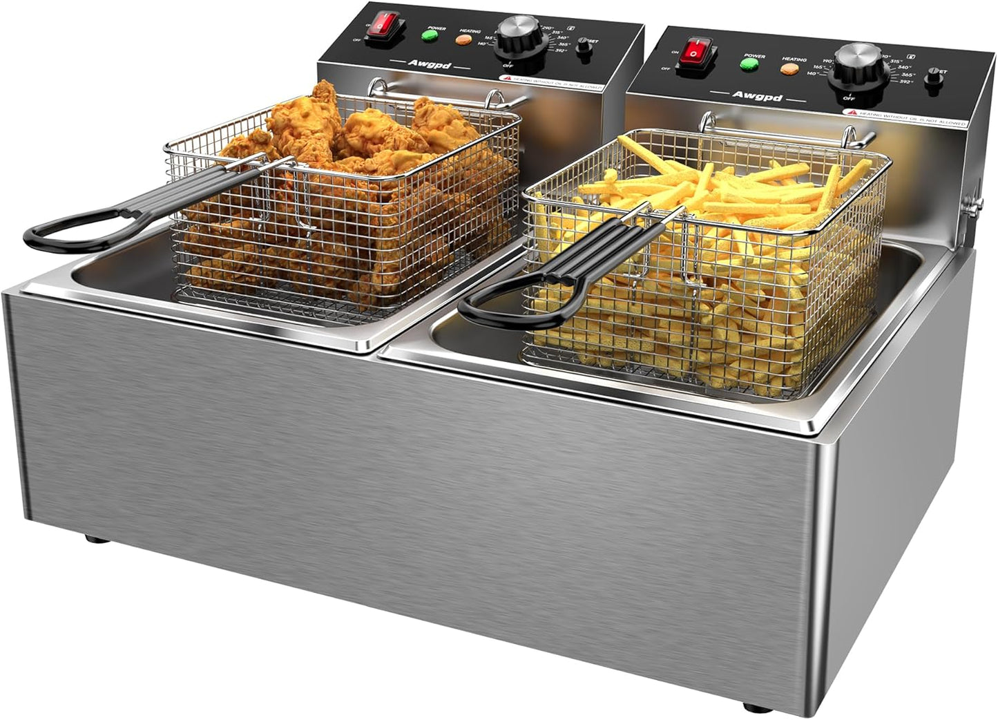 Double Capacity Stainless Steel Deep Fryer - Fast 3400W Electric Fryer for Home & Restaurant
