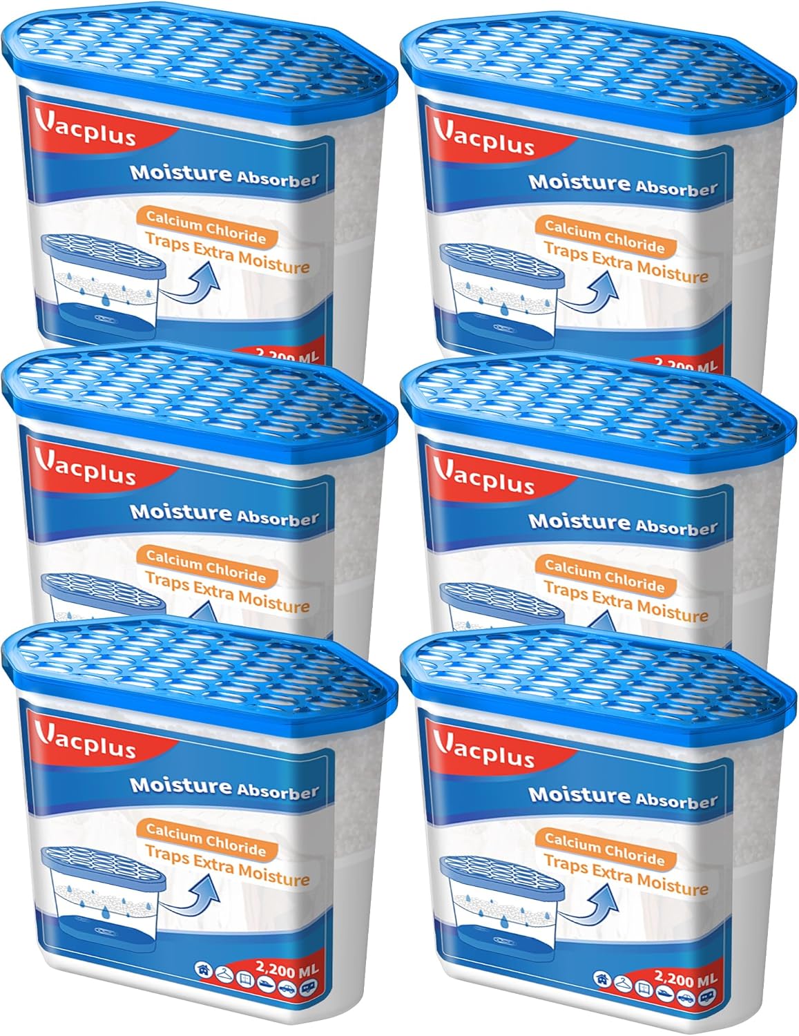 Vacplus Moisture Absorbers 6 Pack for Efficient Humidity Control