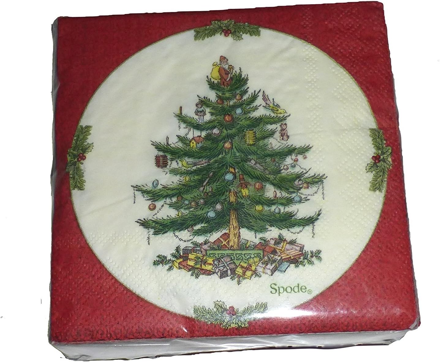 Spode Christmas Tree Napkins: Festive 3-Ply Red Border