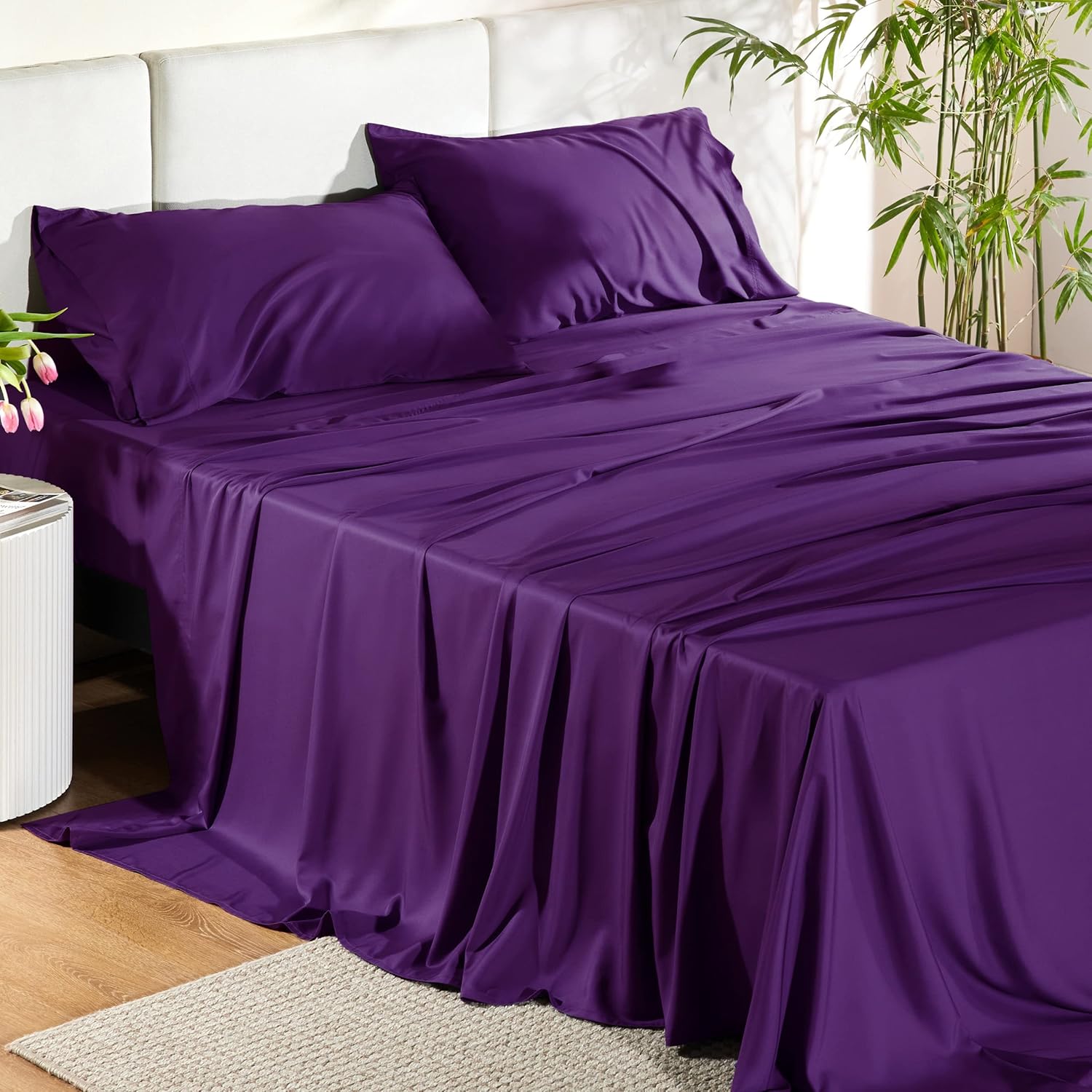 Cooling King Size Sheets Set for Hot Sleepers, Soft & Breathable