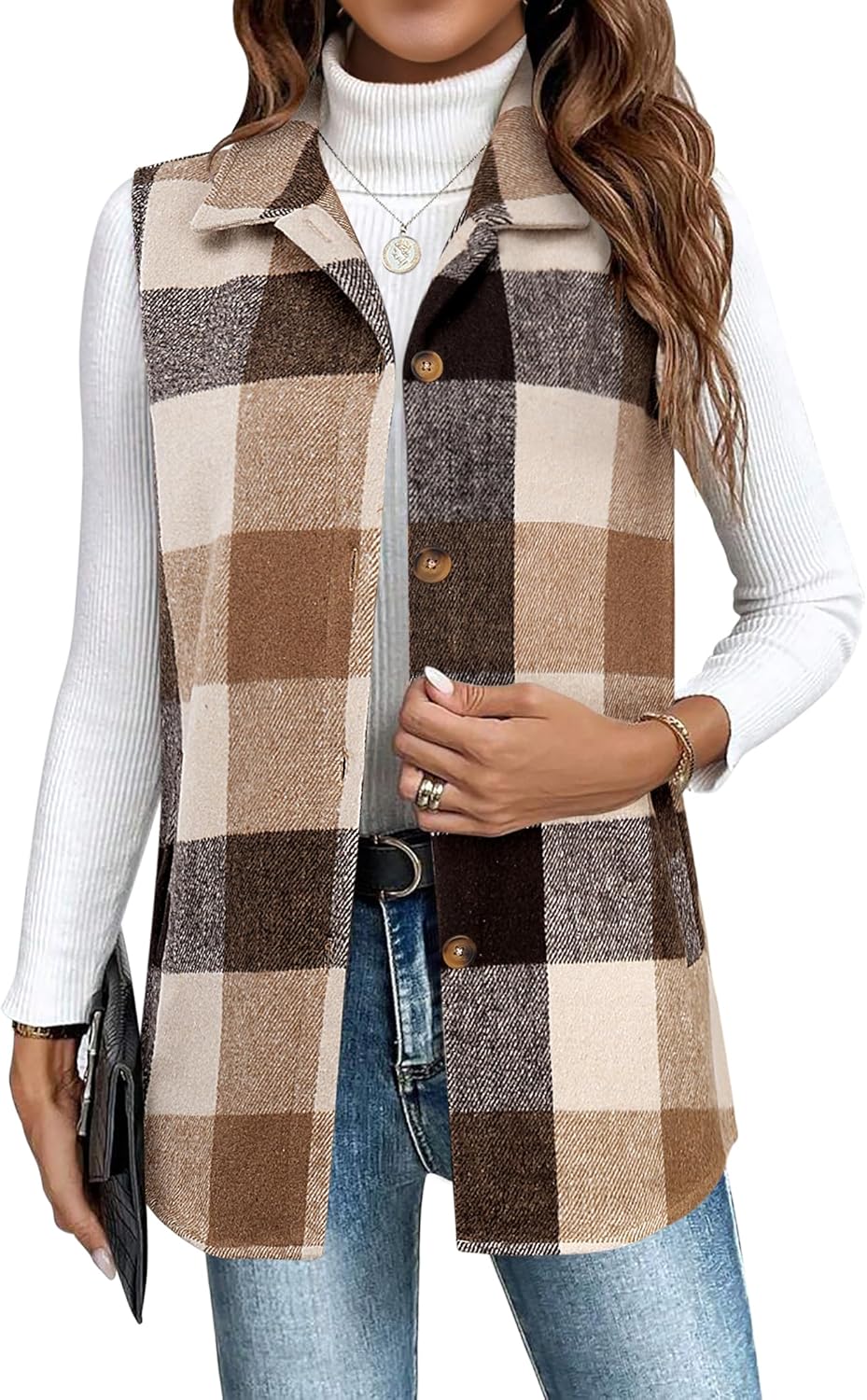 Stylish Womens Casual Sleeveless Flannel Vest for Fall 2025