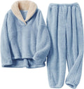Flygo Women Fuzzy Warm Fleece Pajama Set - Cozy Winter Lounge Wear