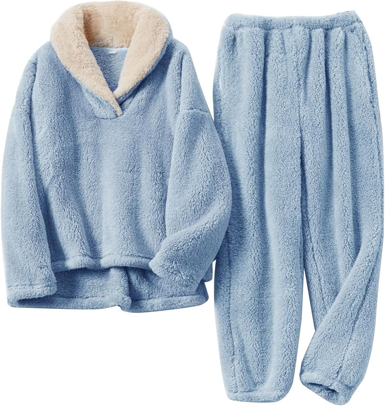 Flygo Women Fuzzy Warm Fleece Pajamas Sets for Cozy Nights