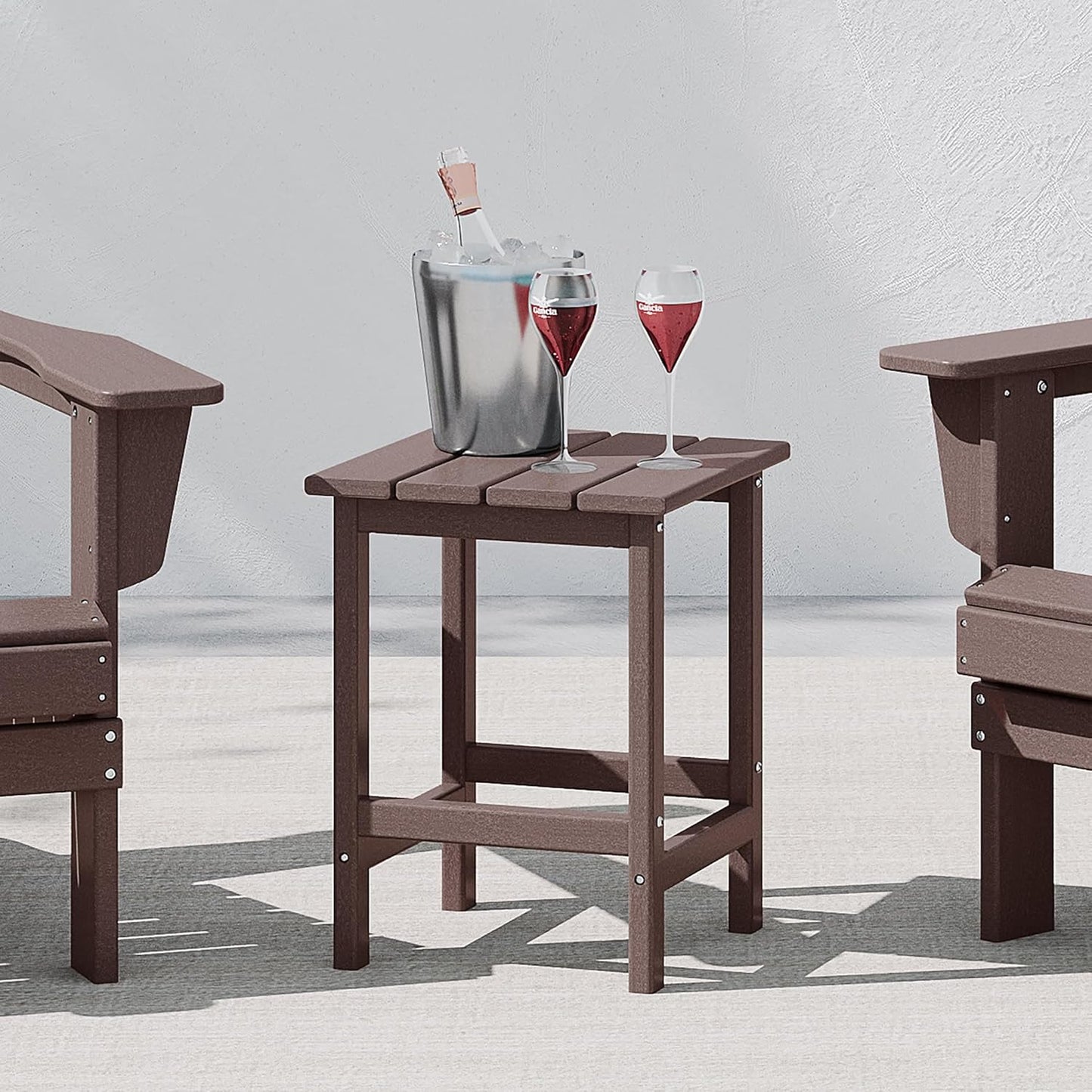 Malibu Square Outdoor Side Table for Adirondack Chair, Dark Brown