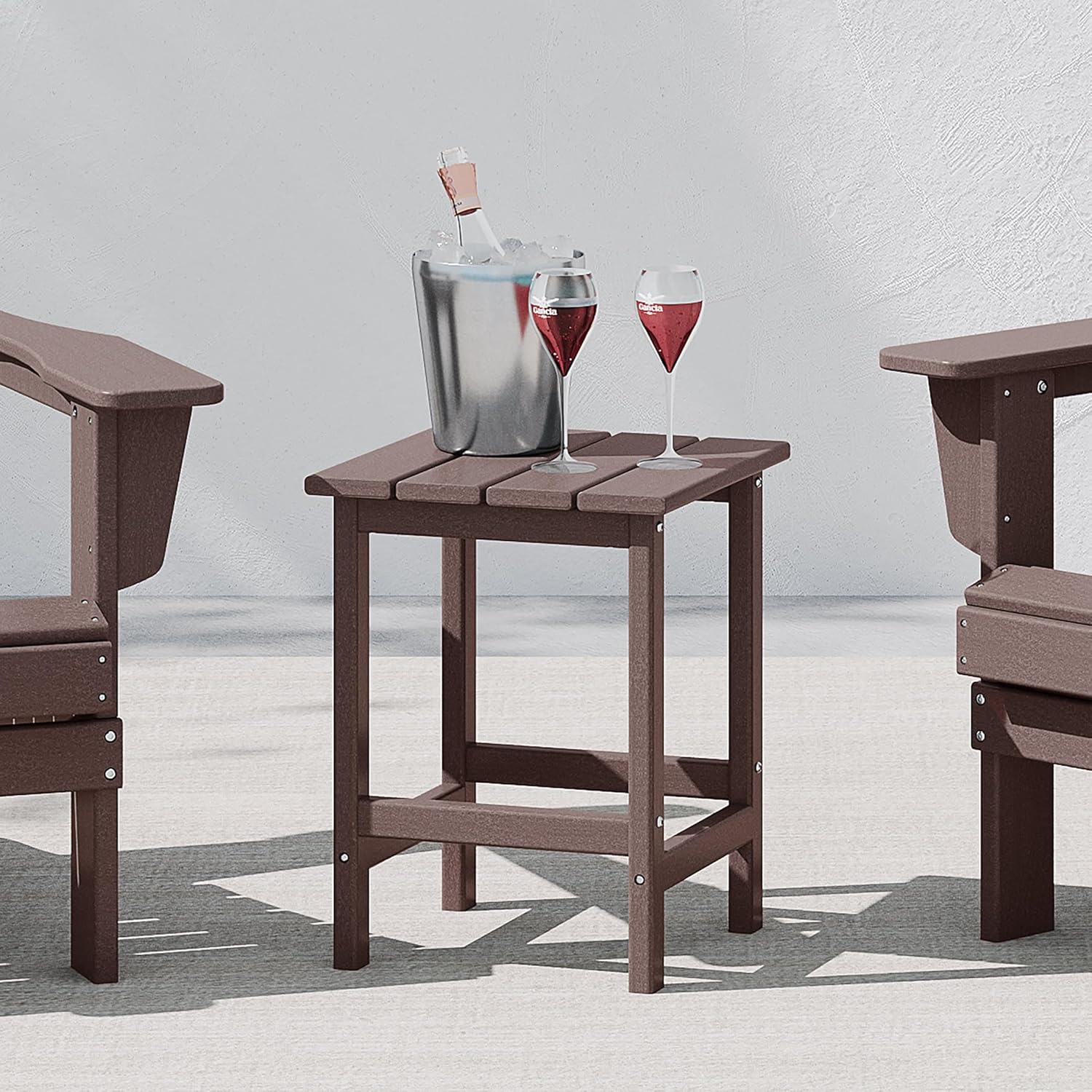 Malibu Square Outdoor Side Table for Adirondack Chair, Dark Brown
