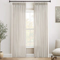 Beige Linen Curtains 108 in Length 2 Panels - Tailored Light Filtering