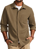 Men's Waffle Texture Button Down Shirt - Wrinkle Free Long Sleeve