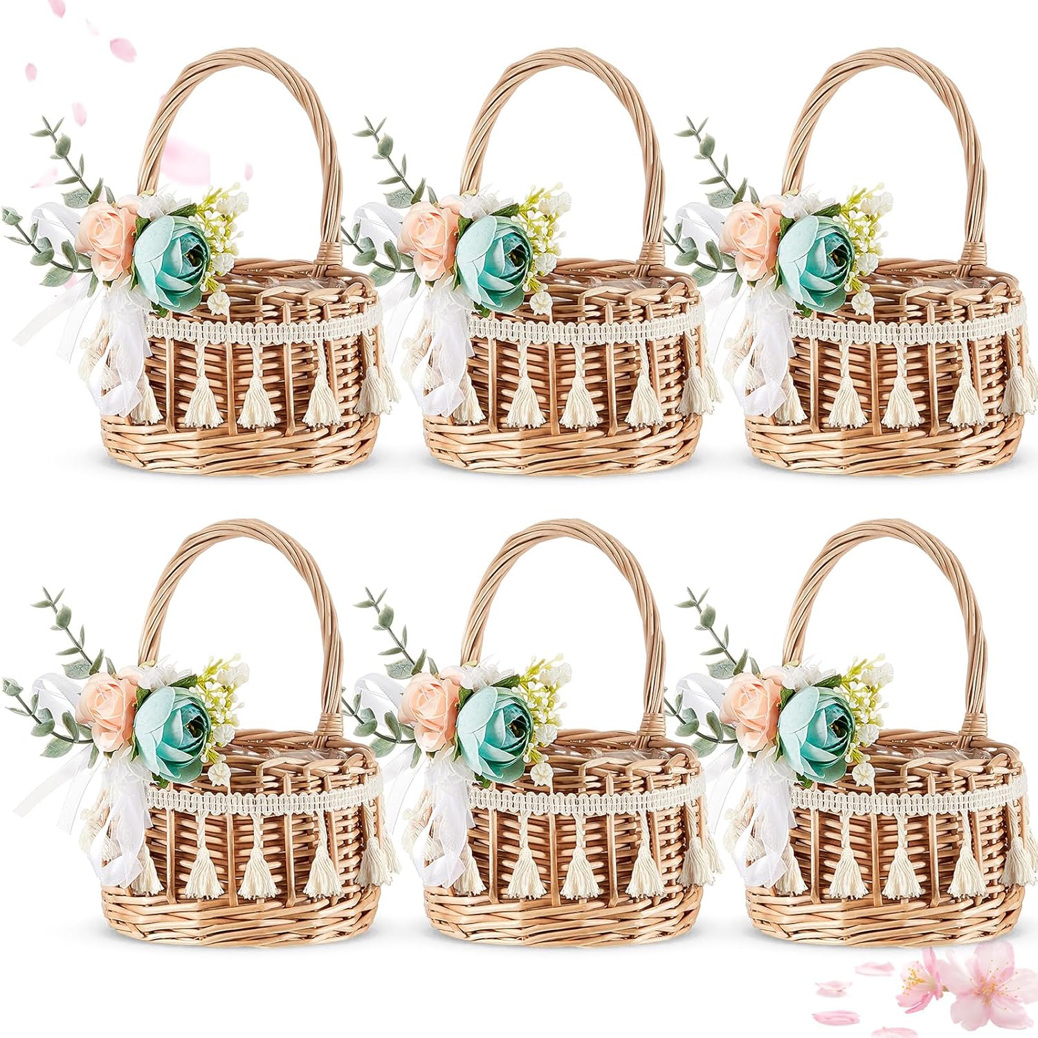 Rattan Woven Flower Basket Set for Wedding and Home Decor