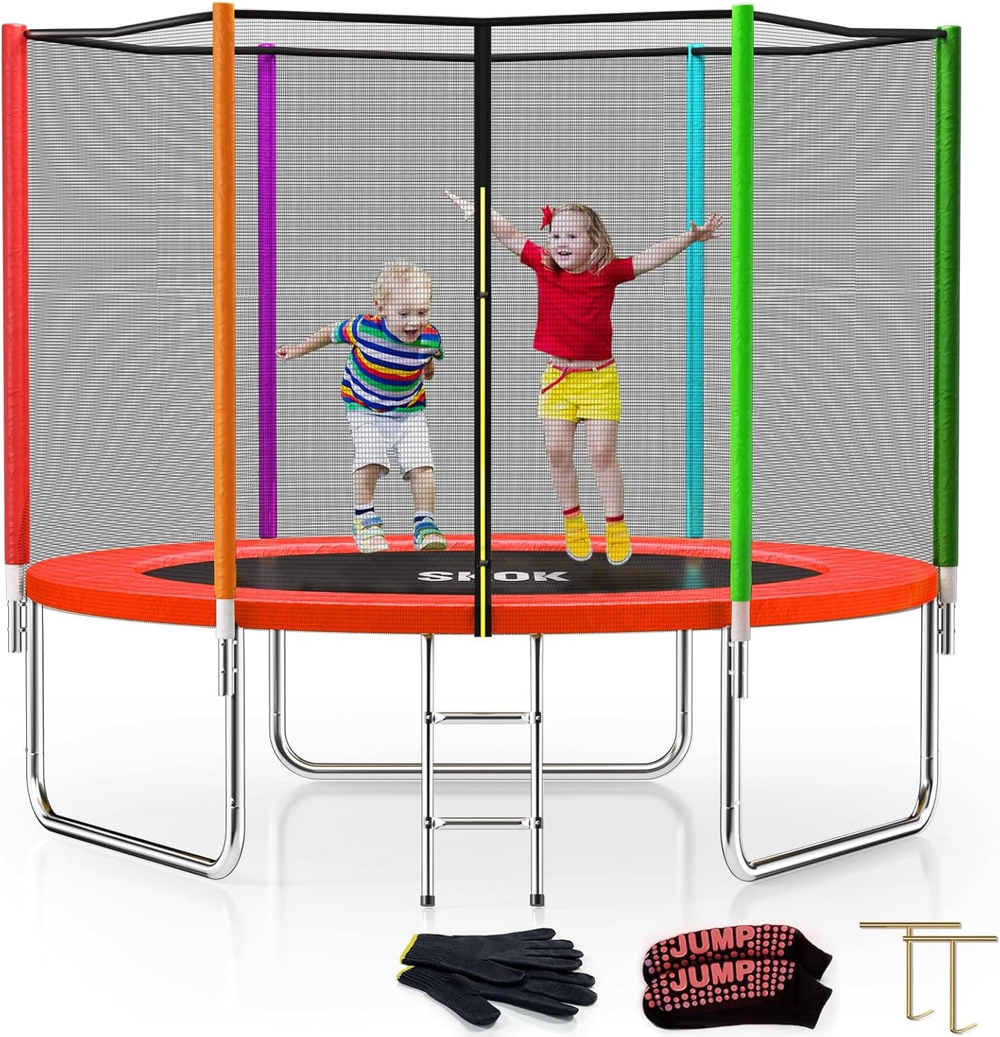 SKOK Trampoline 10FT with Enclosure Net for Safe Jumping Fun