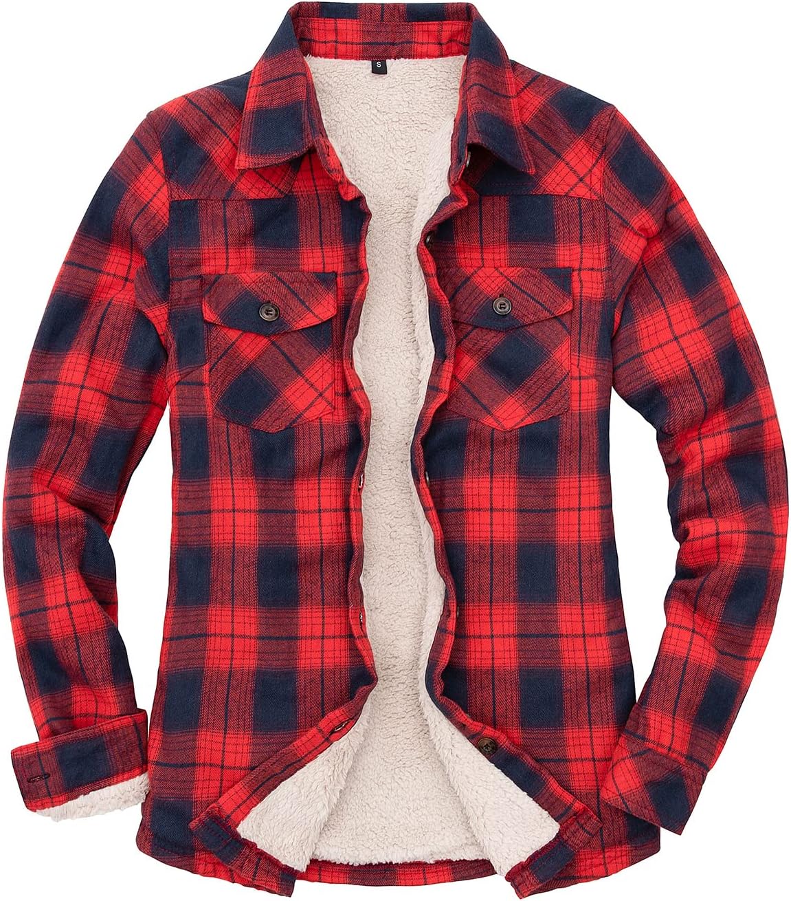 ThCreasa Womens Sherpa Lined Flannel Jacket with Pockets