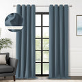 Blackout Blue Solid Curtains 108 in 2 Panels - Full Room Darkening