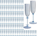 24 Pack Pink Detachable Champagne Flutes 5.5 oz - Reusable Party