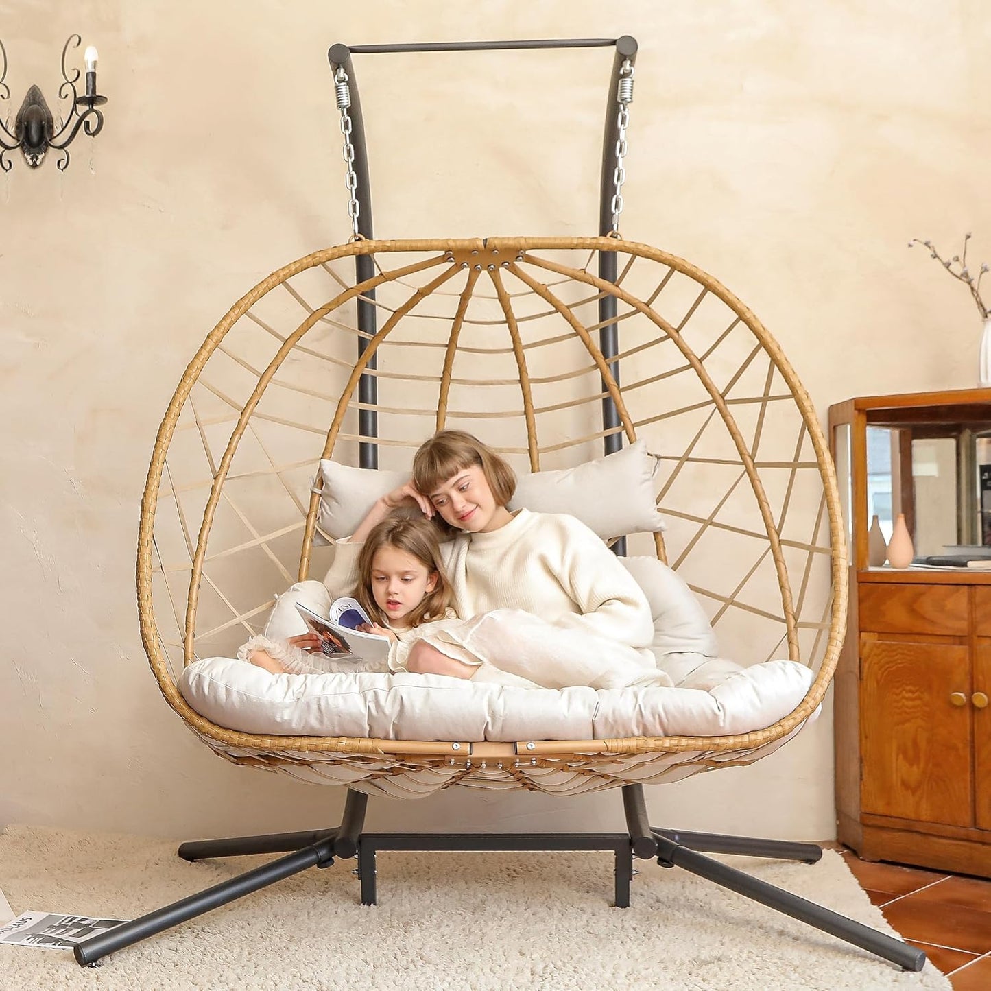 SWITTE Double Egg Swing Chair: Cozy 2-Person Hammock