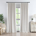 Flax Linen Plaid Pinch Pleated Blackout Curtains 40in x 102in