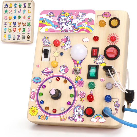 Sensory Unicorn Busy Board - Montessori Travel Toy