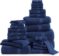 Lane Linen 100% Cotton Bathroom Towel Set - 24 Pc Navy Blue