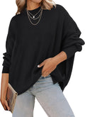 ZESICA Women's Fall 2025 Ribbed Knit Oversized Pullover - Cozy