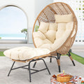 Wicker Egg Chair with Ottoman - Oversized Cozy Nest Seat