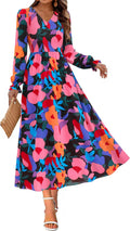 Boho Floral Maxi Dress for Women 2025 - Elegant Long Sleeve Style