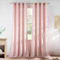 Light Pink Linen Curtains for Kitchen Semi Sheer Panels - Privacy