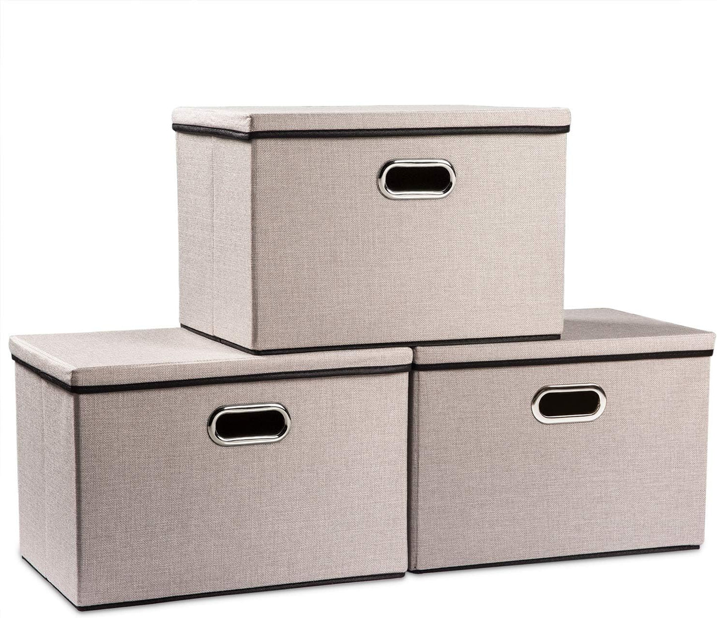 PRANDOM Large Foldable Storage Bins with Lids for Organizing