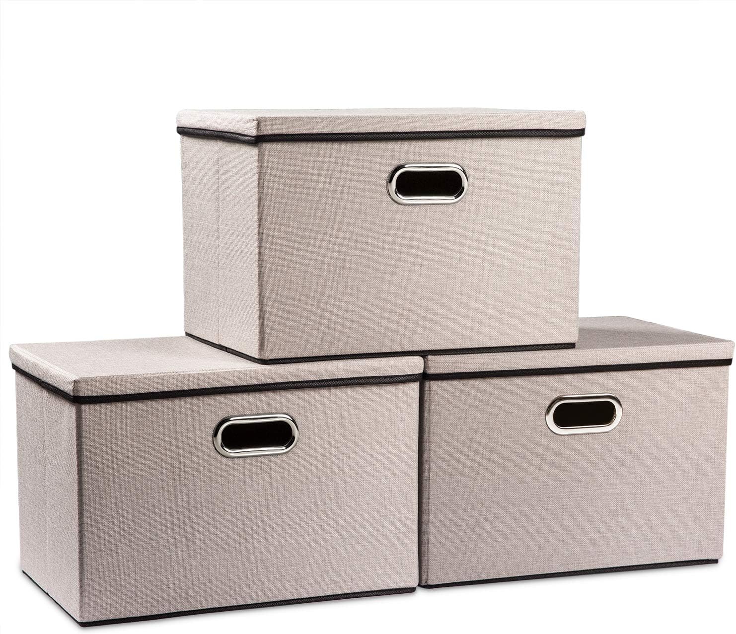 PRANDOM Large Foldable Storage Bins with Lids for Organizing