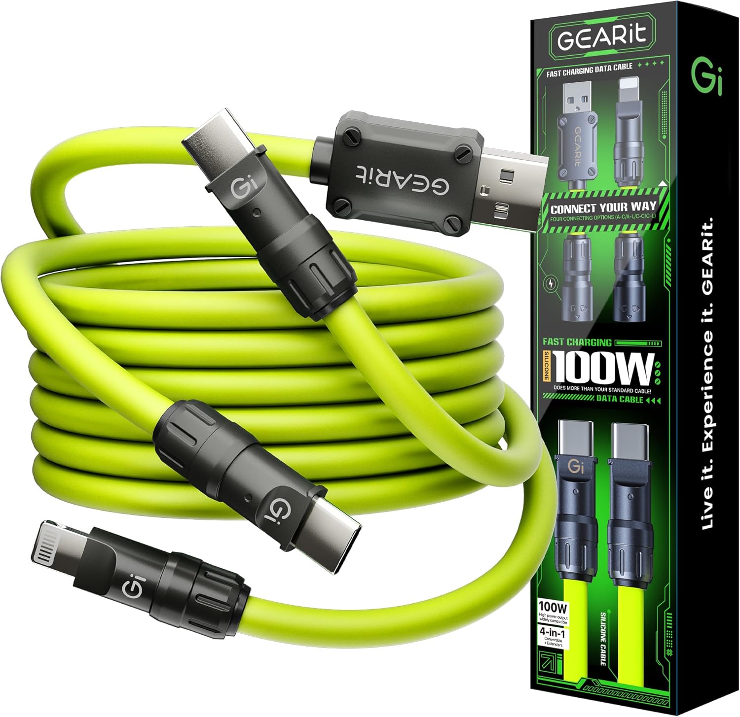 GEARit 100W 4-in-1 Charging Cable - Fast Charge All Devices
