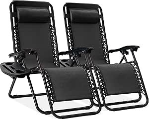 Adjustable Steel Mesh Zero Gravity Lounge Chair Recliners Set