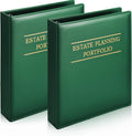 Estate Planning Portfolio Binder PU Leather 3 Ring Binders - Green