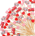 Valentine's Day Bamboo Cocktail Picks - Heart Decor