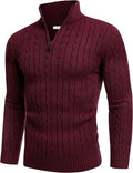 Men's Quarter Zip Sweater Slim Fit Mock Neck - Warm, Classy Look
