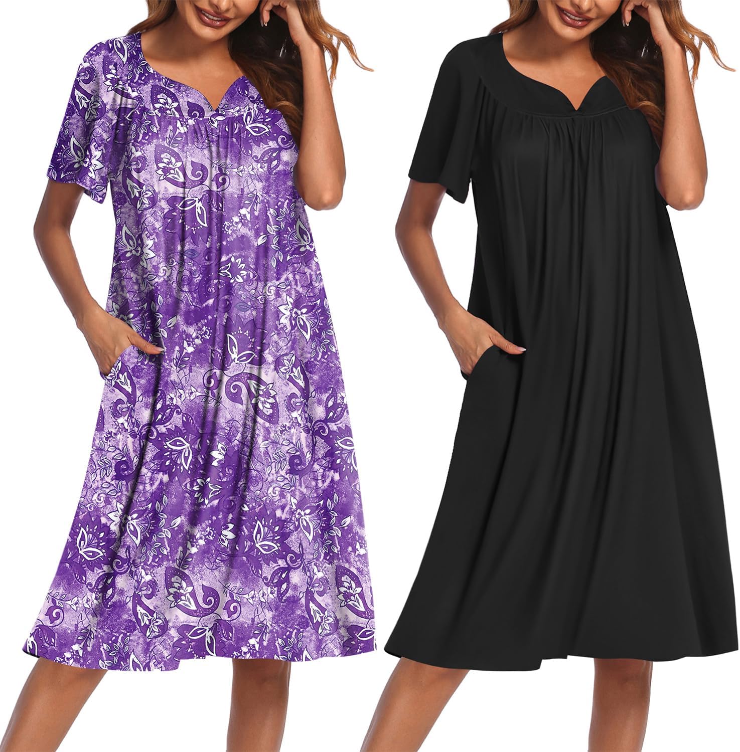 Ekouaer House Dresses for Women with Pockets - Floral Mumu
