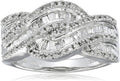 10K White Gold Diamond Twist Ring for Women - 1/2 cttw
