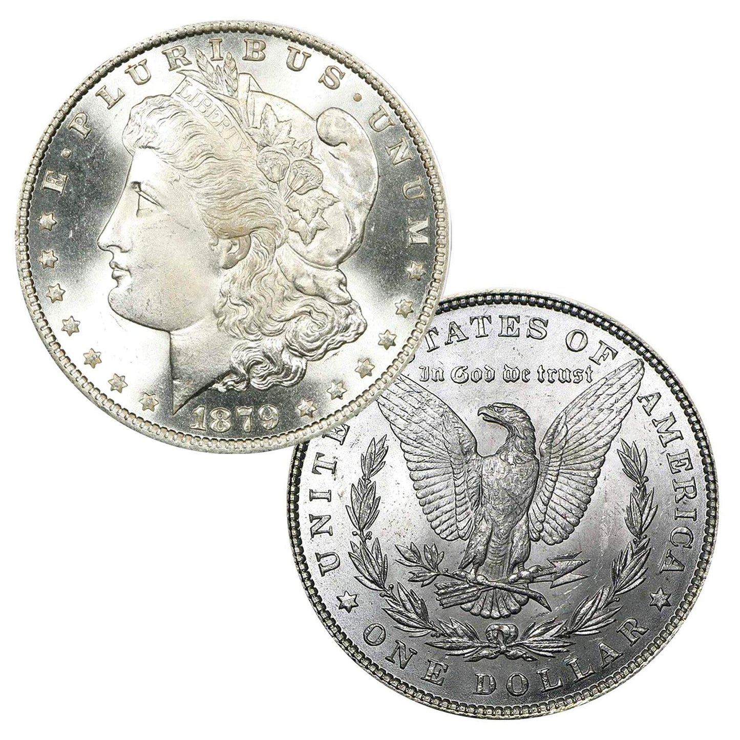 USA 1879 P Morgan Silver Dollar Coin - Brilliant Uncirculated