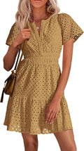 Womens Cotton Lace Short Dress V Neck 2025 - Flattering A-Line
