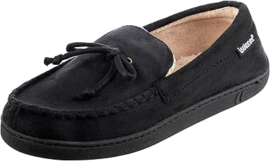 isotoner Men's Microsuede Moccasin Slipper with Memory Foam