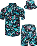 TUNEVUSE Mens Hawaiian Shirt and Shorts Set - Comfortable Beach Suit