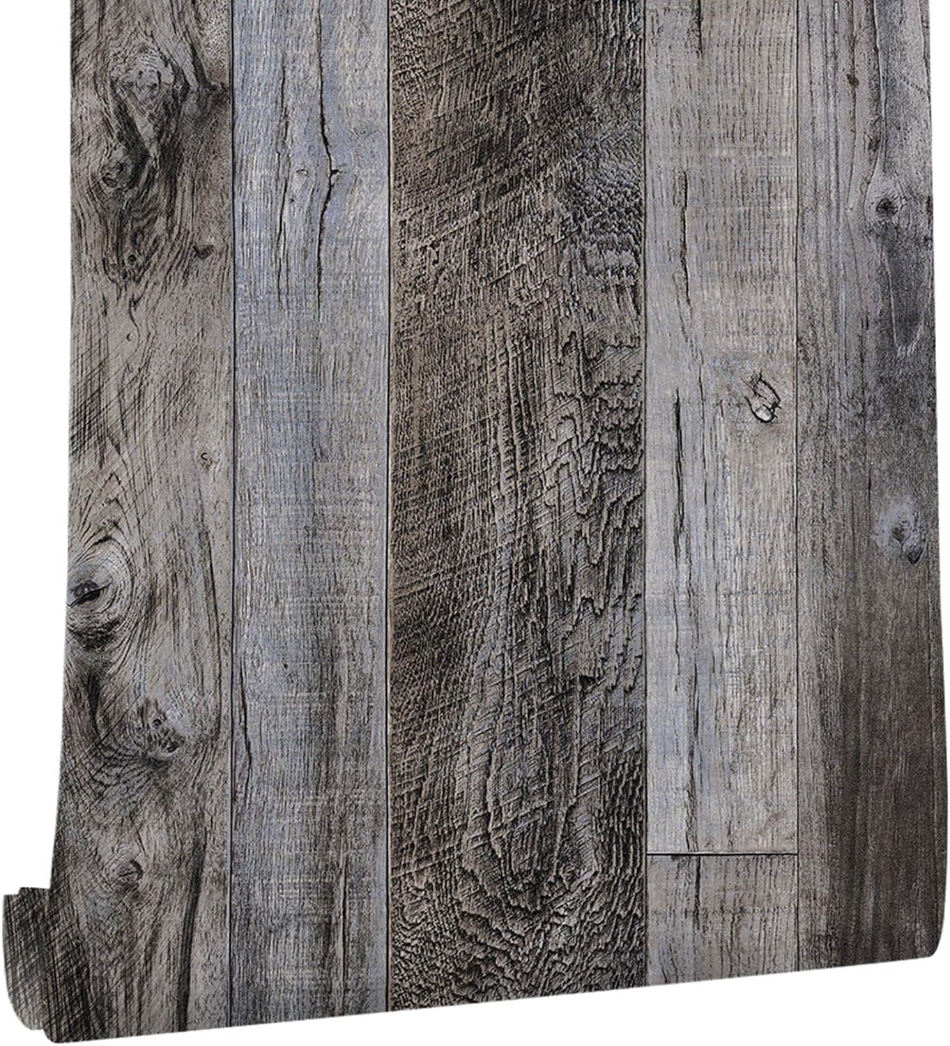 Yun-aeon Gray Wood Peel and Stick Wallpaper for Home Renovation