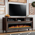 65ft Fireplace TV Stand with 60ft Glass Electric Fireplace - Rustic