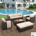 6 Pieces Patio Outdoor Furniture Set with Waterproof Covers