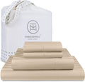 500 Thread Count King Size Damask Stripe Cotton Sheets - Light Beige