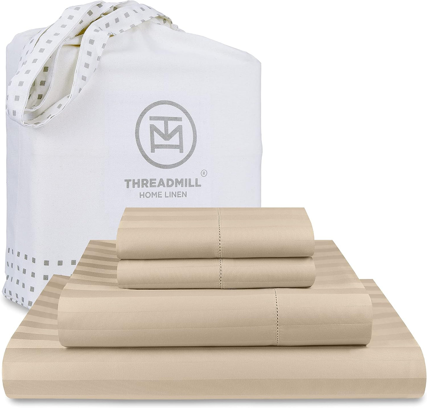 Threadmill 500 Thread Count King Size Damask Stripe Sheet Set
