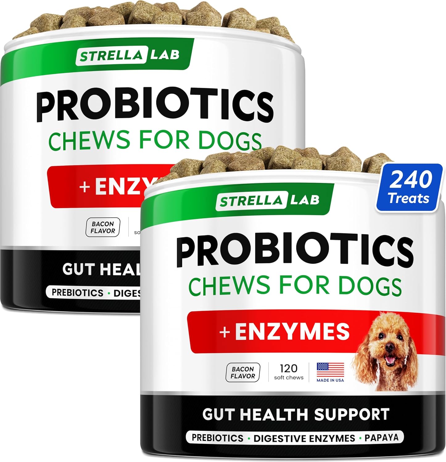 StrellaLab Dog Probiotics Treats for Picky Eaters Relief