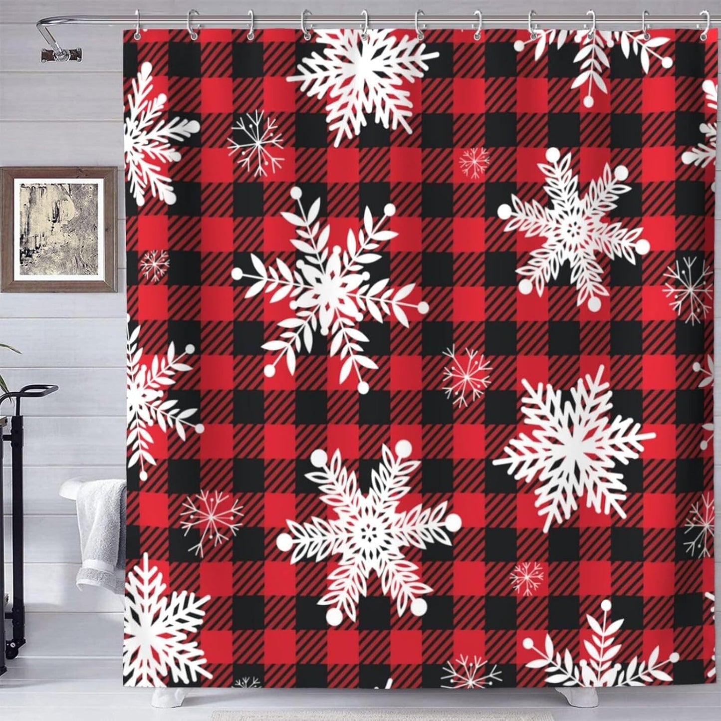 YETTA YANG Christmas Snowflake Shower Curtain Set
