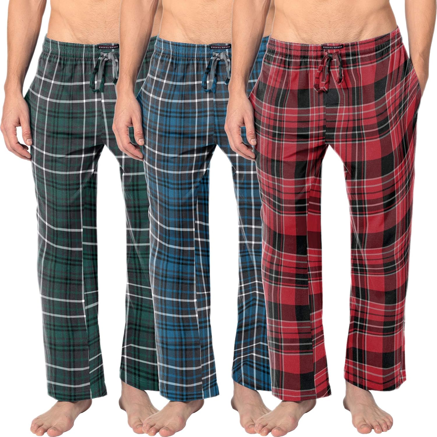 Andrew Scott Men's Cotton Flannel Fleece Pajama Lounge Pants