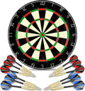 LinkVisions Dartboard with Staple-Free Bullseye - 18g Steel Tip Set